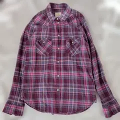 アメリカンイーグル パープル系チェック ボタンアップシャツ