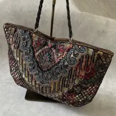 美品ルミーはしもと ビーズバッグ バラ花柄皇室御用達 ビーズバッグハンドバッグのサムネイル
