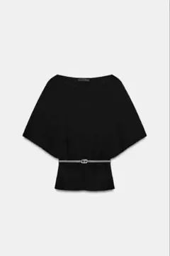 ZARA ベルト付きニットトップス2026SS ブラック新作