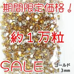 期間限定価格♥約１万粒 高分子ストーン ３mm（ゴールド）デコうちわ ネイル