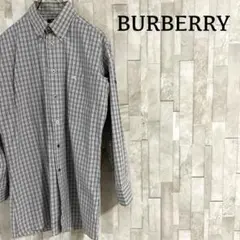 古着 BURBERRY LONDON 長袖シャツ ロゴ刺繍 日本製 チェック柄