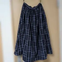 サマンサモスモス ランダムギンガムフレアスカート　ネイビー 春秋