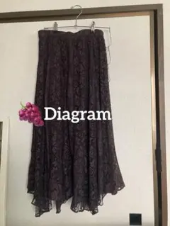 Diagram ダークパープル レースフレアイレギュラーヘムスカートのサムネイル
