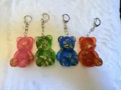 カラフルクマ型レジンチャーム　オレンジ