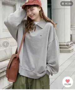と*み様 MONO-MART LADY'S ハーフジップ スウェットシャツ グレ
