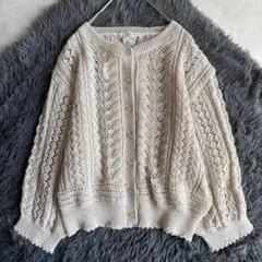新品タグ付✨ TSUHARU 和紙透かし編みニットカーディガン キナリ Fのサムネイル