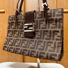未使用級 FENDI フェンディ ズッカ FF金具 トートバッグ 0915808