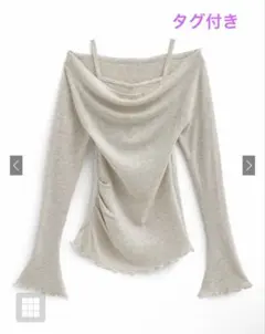 GRLレイヤード風オフショルニットトップス[ac2508]Mアイボリー