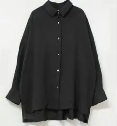 新品【Мサイズ】タグあり　楊柳シャツ　ブラックのサムネイル