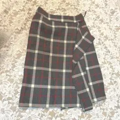 美品　あったかウール100%Juelamy チェック柄 ラップスカート