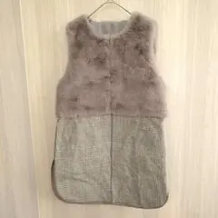 【新品】レディース アウター ベスト ボア ファーベスト 羽織もの グレー S