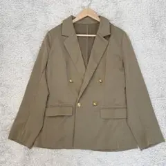 【junoah】金ボタンテーラードジャケット ベージュ L ダブルブレスト 春