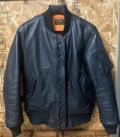 アルファ ALPHA レザージャケット MA-1 黒 ボンバージャケット コラボ