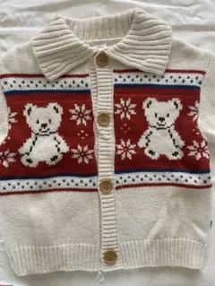 クマ柄ニットセーター（アイボリー/赤/青）