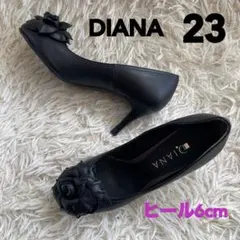 DIANA パンプス ブラック 23cm フラワーモチーフのサムネイル