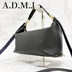 現行・完売品】A.D.M.J ショルダーバッグ ポーチ ブラック シボ革 