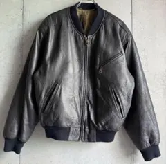 ブラックレザーボンバージャケット