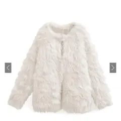 GRL グレイル ファーライクニットカーディガン アイボリー