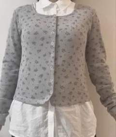 チャオパニック 小花柄 グレー カーディガンのサムネイル