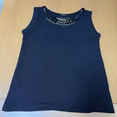 ROSE BUD ビーズ装飾 ブラックノースリーブ　フリーサイズ