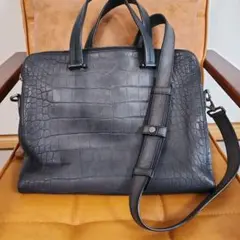 【高級】Salvatore Ferragamo クロコ型押しビジネスバッグのサムネイル