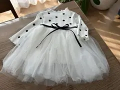 水玉模様　チュールドレス 70サイズ　ハーフバースデー　ワンピース　ドレス