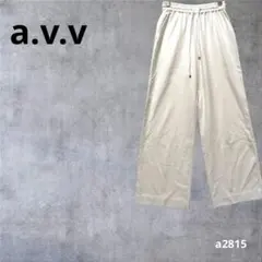 【アーヴェヴェ】 ワイドパンツ オフィカジ　ウエストゴム　通勤　春　白　Sのサムネイル