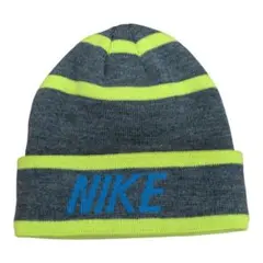 Y2K 90s 00s NIKE ストライプ ニット帽 グレー/イエロー