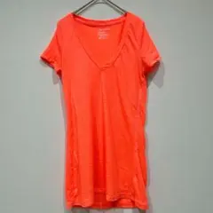 アメリカンイーグル Tシャツ Vネック 無地 M 橙 素材柔らか お出かけのサムネイル