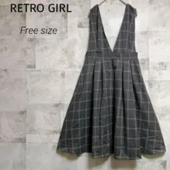 RETRO GIRL【F】 ジャンバースカート ジャンスカ チェック グレー