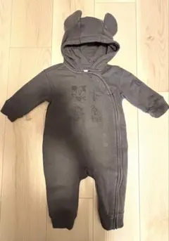 GAP ディズニー ミッキー 60cm 裏起毛 ロンパース フード付き