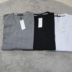 新品 Skkone Collection Vネックセーター 3色セット Lサイズ