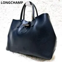 LONGCHAMP ロンシャン ロゾ トートバッグ レザー 黒×オレンジ
