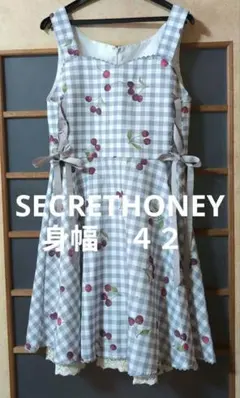 SECRET HONEY チェリープリントのノースリーブワンピース 身幅４２cmのサムネイル