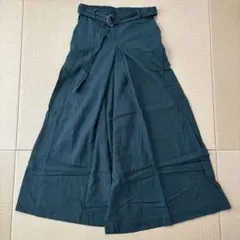 【美品】ニコアンド　ワイドパンツ ガウチョパンツ　グリーン　ベルト付き