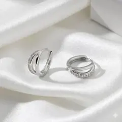 ピアス　フープ　ライン　ダブル　silver925