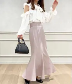 ◎新品未使用 薄いピンク ハイウエストマーメイドスカート