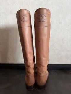 CHANEL ブラウンレザー ロングブーツ　36