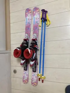 ■■送料無料■KAZAMA■子供用スキー4点セット■板96/靴19■WAX済■■ スキー 子ども ジュニア 3点セット スキー板 ブーツ ストック