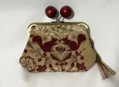 少し訳あり　点と線模様製作所　リスノモリ　大きい木玉親子がま口ミニ財布