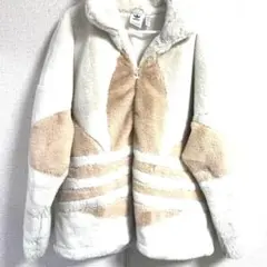 【美品】adidas ファージャケット 2XL ホワイト/ベージュ