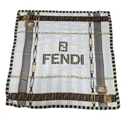 FENDI フェンディ スカーフ 大判ハンカチ 首飾り ズッカ 約58×58㎝