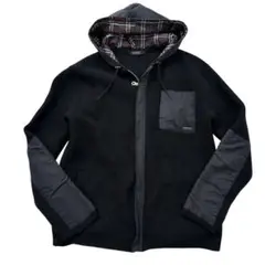 【美品】BURBERRY バーバリー ニット　パーカー 黒　ロゴ　ドッキング