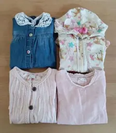 長袖トップス　4点セット　カーディガン　ロングTシャツ　パーカー　デニムシャツ