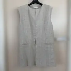 Loungedress 麻100% ノーカラー ロングベスト ジレ Fのサムネイル