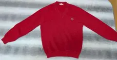​希少 CHEMICE LACOSTE 70s Vネックニット セーター 赤 2のサムネイル