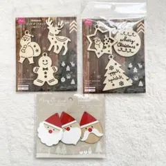 ダイソー　サンタ　オーナメント　ウッドオーナメント　クリスマス　ツリー　飾り