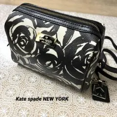 kate spade♢希少！ショルダーバッグ ポシェット モノトーン バラ柄美品