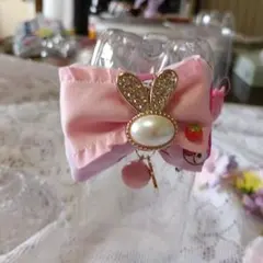 ウサギ飾り付きピンクリボン首輪 マイメロディ柄