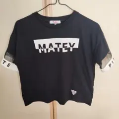 ピンクラテ キッズ女子 半袖Tシャツ 黒 メッシュあり 150cm